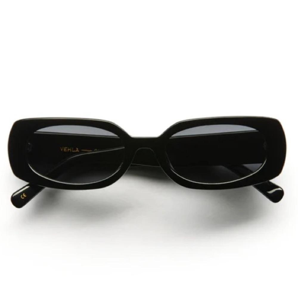 Vehla Designer Sunglasses with case. olsen style in black smoke